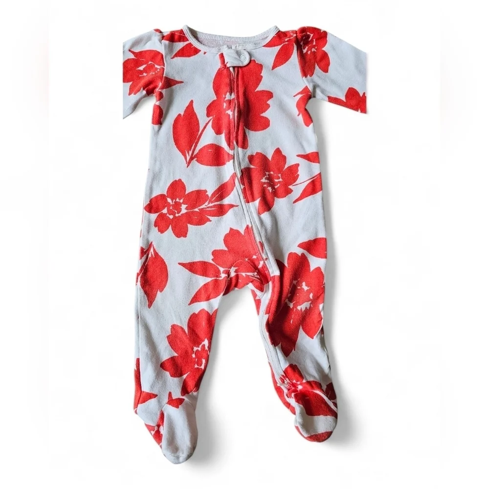 Carter’s Baby Girl Floral Zip-Up Footed Sleeper Pajamas Size 9M